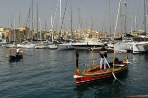 A Maltese Water Taxi in Birgu Marina